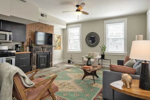 Beams of natural light in a walkable 2-bdrm condo